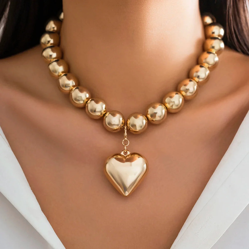ball chain necklace Heart Pendant Choker Collar - MERGE.DAY.1.FREESTYLE