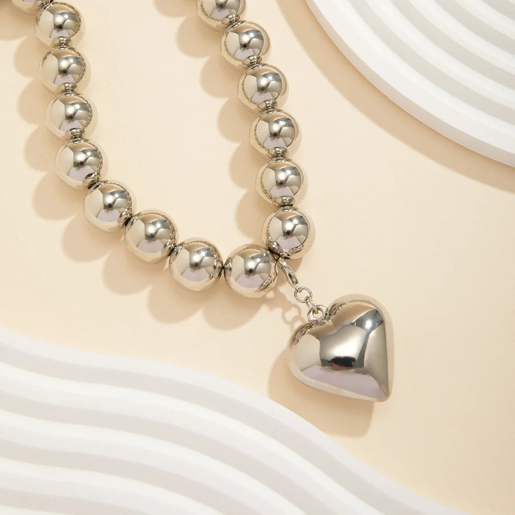 ball chain necklace Heart Pendant Choker Collar - MERGE.DAY.1.FREESTYLE