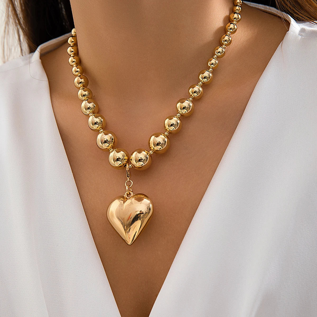 ball chain necklace Heart Pendant Choker Collar - MERGE.DAY.1.FREESTYLE