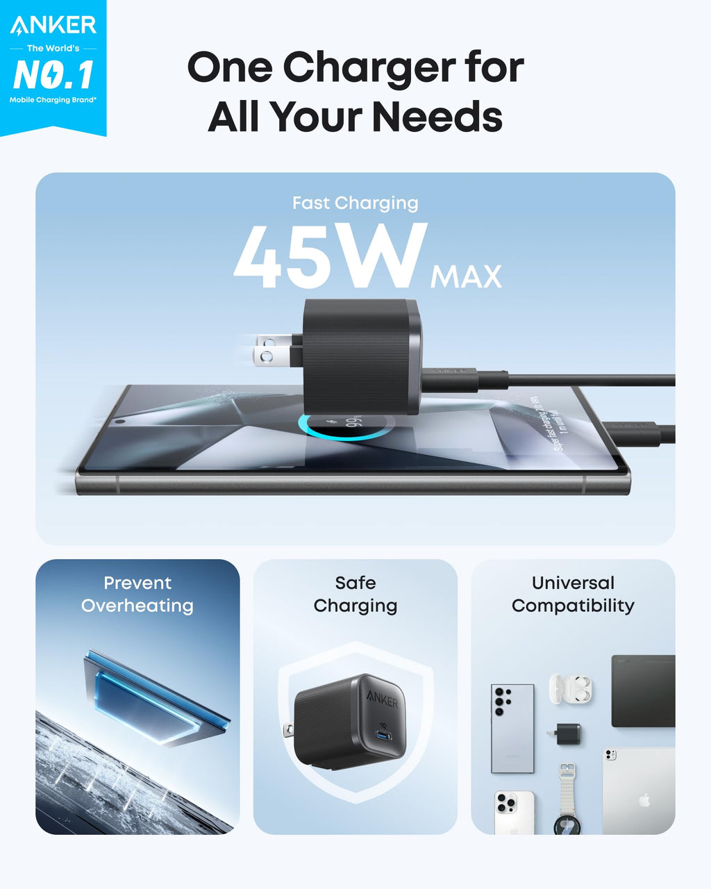 Anker Nano Charger (45W) with USB-C to USB-C Cable - MERGE.DAY.1.FREESTYLE