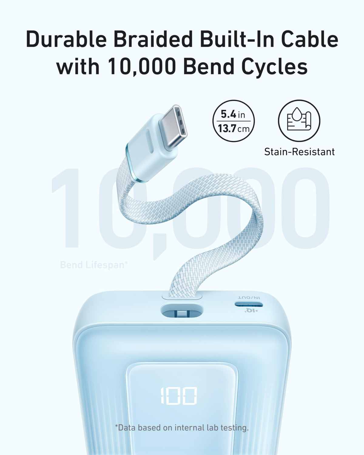 Anker Zolo Power Bank (10K, 30W) with a 5.4-inch (13.7 cm) built-in USB-C cable. - MERGE.DAY.1.FREESTYLE