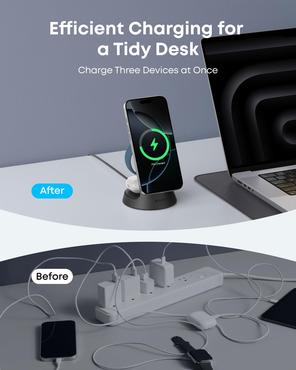 Anker MagGo Wireless Charging Station (3-in-1, Dock Stand) - MERGE.DAY.1.FREESTYLE