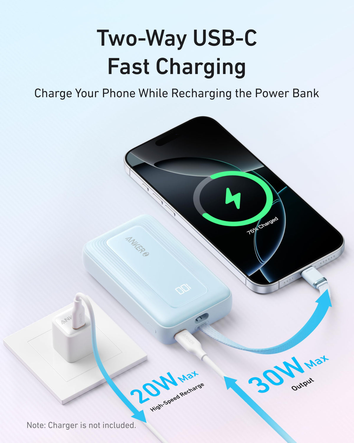 Anker Zolo Power Bank (10K, 30W) with a 5.4-inch (13.7 cm) built-in USB-C cable. - MERGE.DAY.1.FREESTYLE