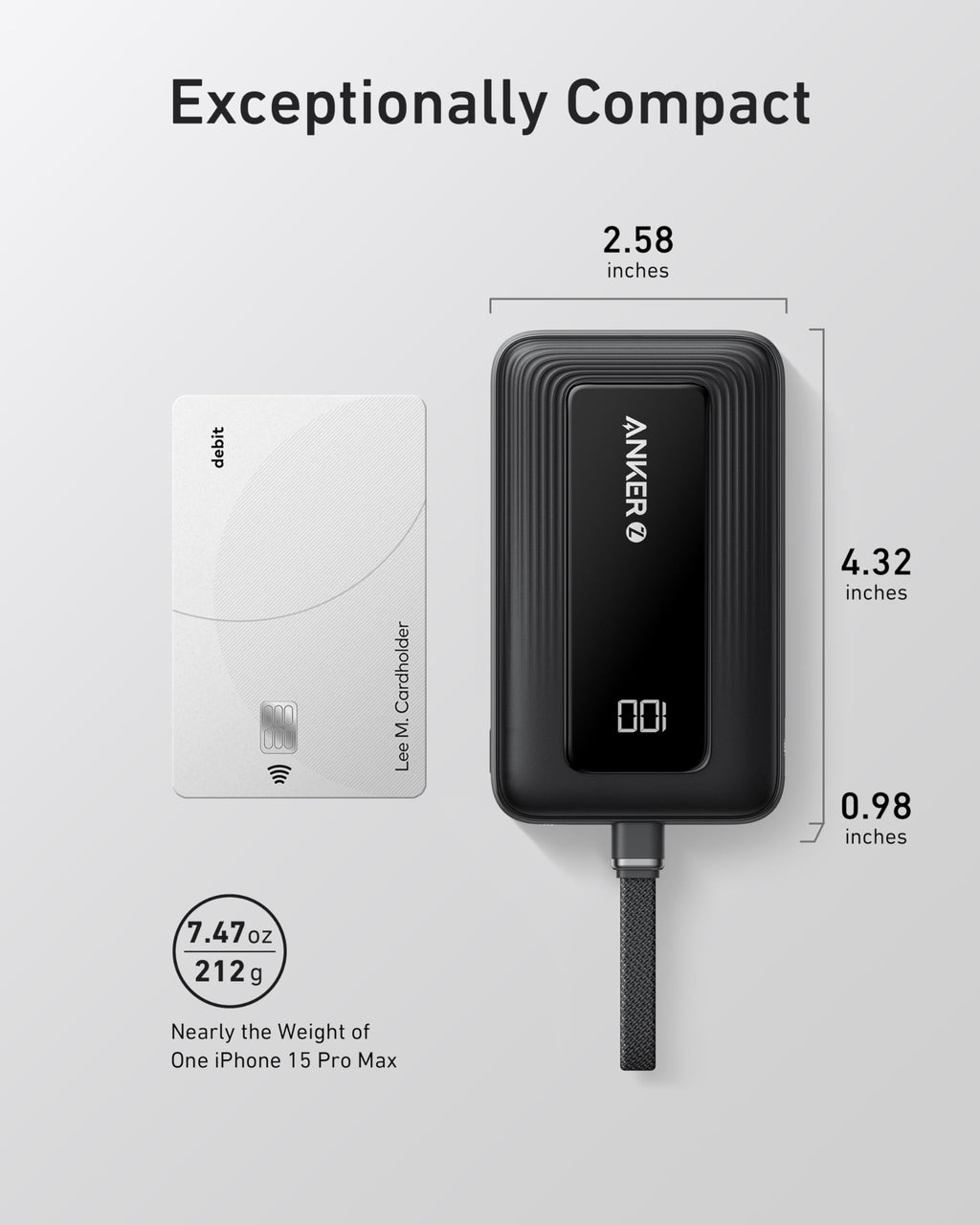 Anker Zolo Power Bank (10K, 30W) with a 5.4-inch (13.7 cm) built-in USB-C cable. - MERGE.DAY.1.FREESTYLE
