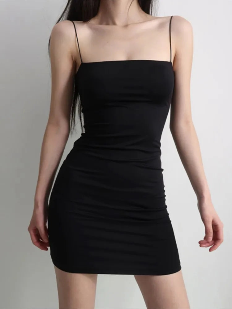 Spaghetti Strap Female High Waist Sheath Mini Sleeveless Vestidos Dresses - MERGE.DAY.1.FREESTYLE