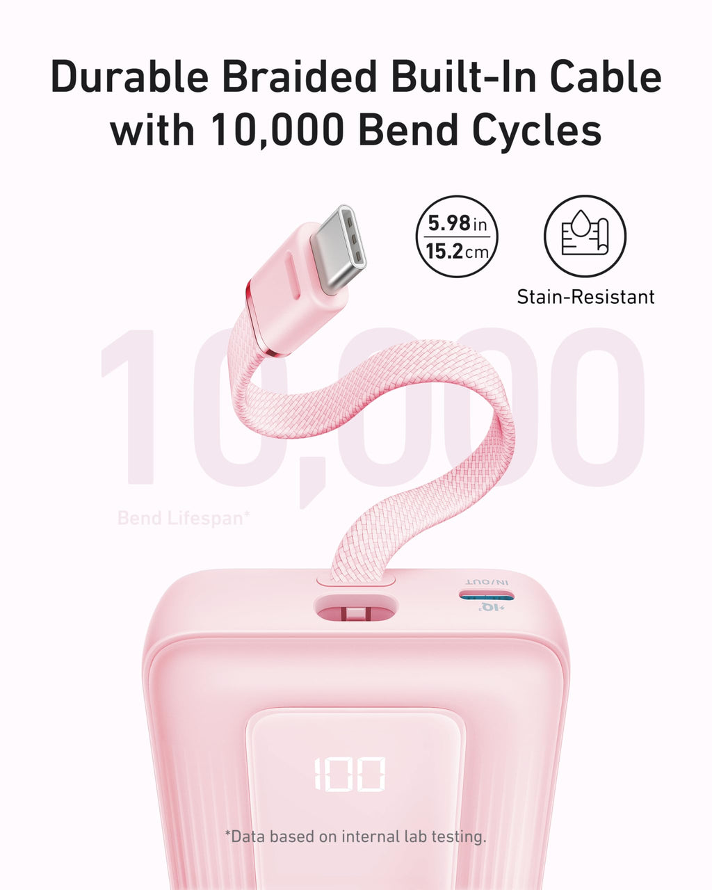 Anker Zolo Power Bank (10K, 30W) with a 5.4-inch (13.7 cm) built-in USB-C cable. - MERGE.DAY.1.FREESTYLE
