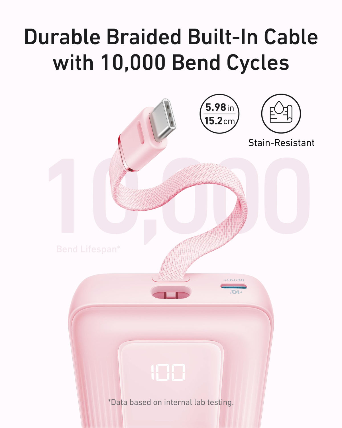 Anker Zolo Power Bank (10K, 30W) with a 5.4-inch (13.7 cm) built-in USB-C cable. - MERGE.DAY.1.FREESTYLE