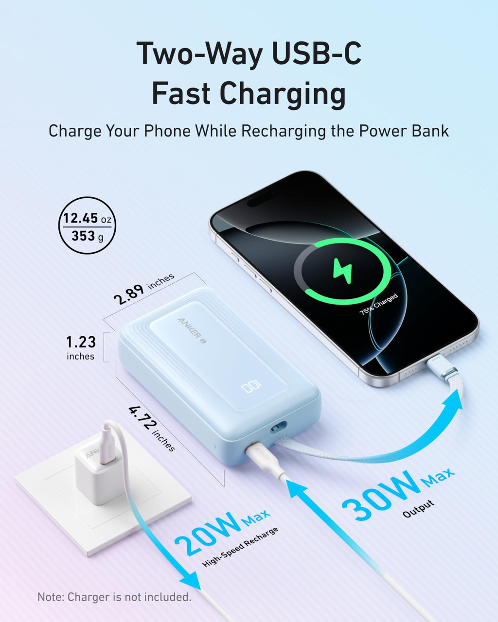 Anker Zolo Power Bank (10K, 30W) with a 5.4-inch (13.7 cm) built-in USB-C cable. - MERGE.DAY.1.FREESTYLE