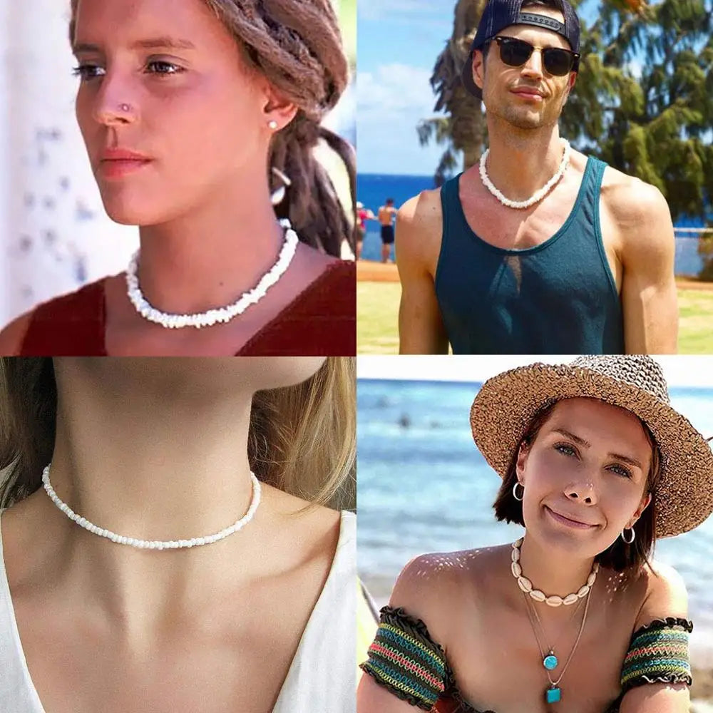 Bohemian Hawaii Puka White Clam Chips Shell Necklace - MERGE.DAY.1.FREESTYLE