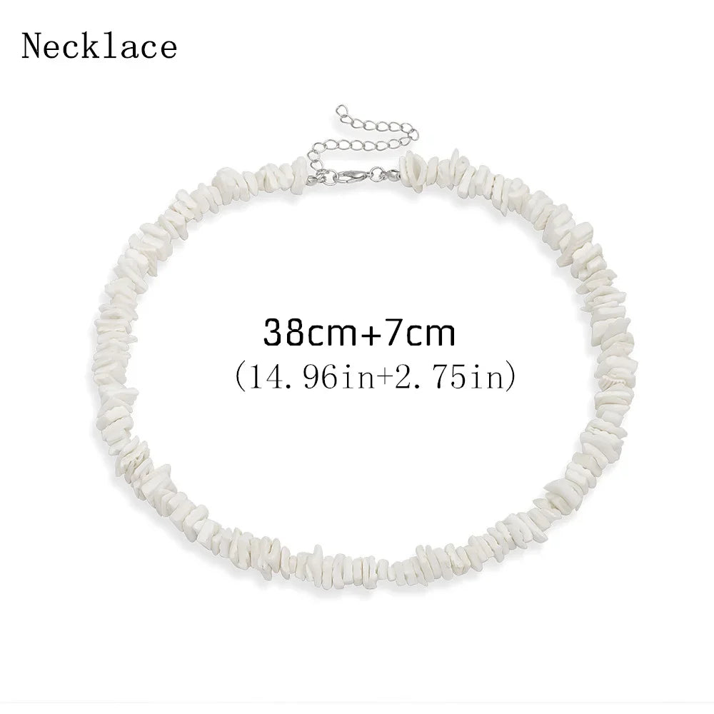 Bohemian Hawaii Puka White Clam Chips Shell Necklace - MERGE.DAY.1.FREESTYLE