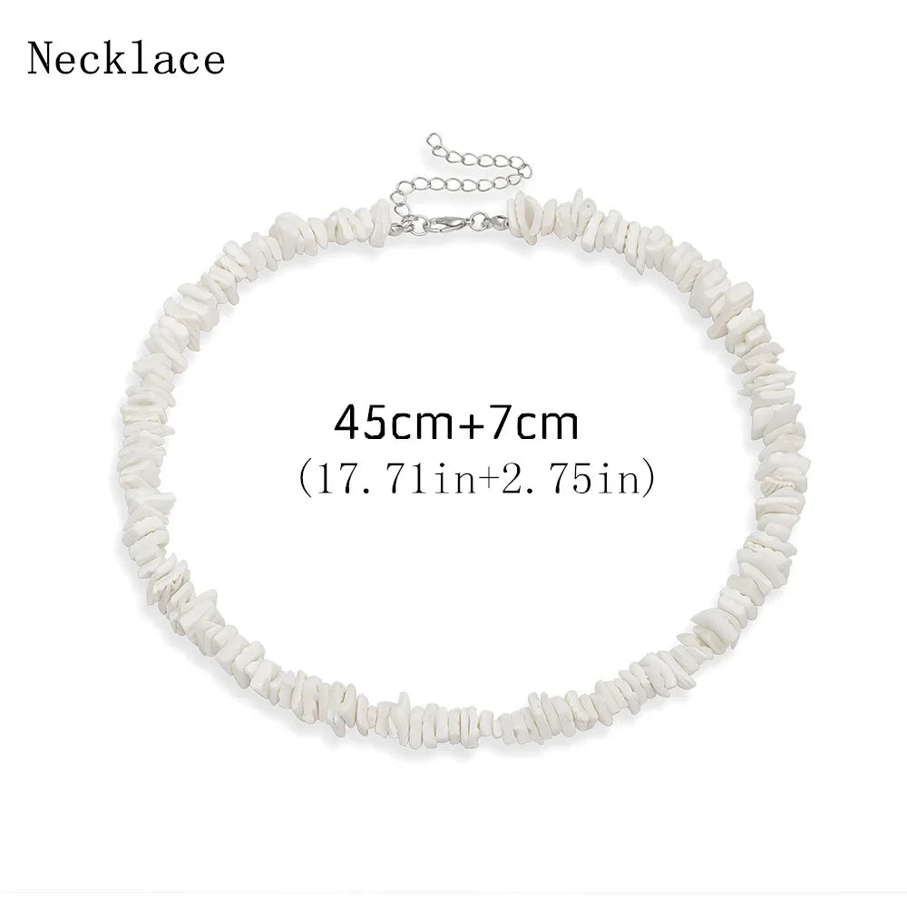 Bohemian Hawaii Puka White Clam Chips Shell Necklace - MERGE.DAY.1.FREESTYLE