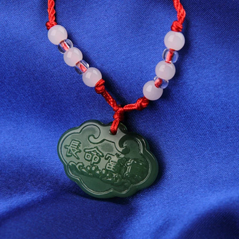 Buddhist Woven Necklace Lotus Guanyin jade Buddha Pendant Long Life Lock Pendant Lucky Necklace - MERGE.DAY.1.FREESTYLE
