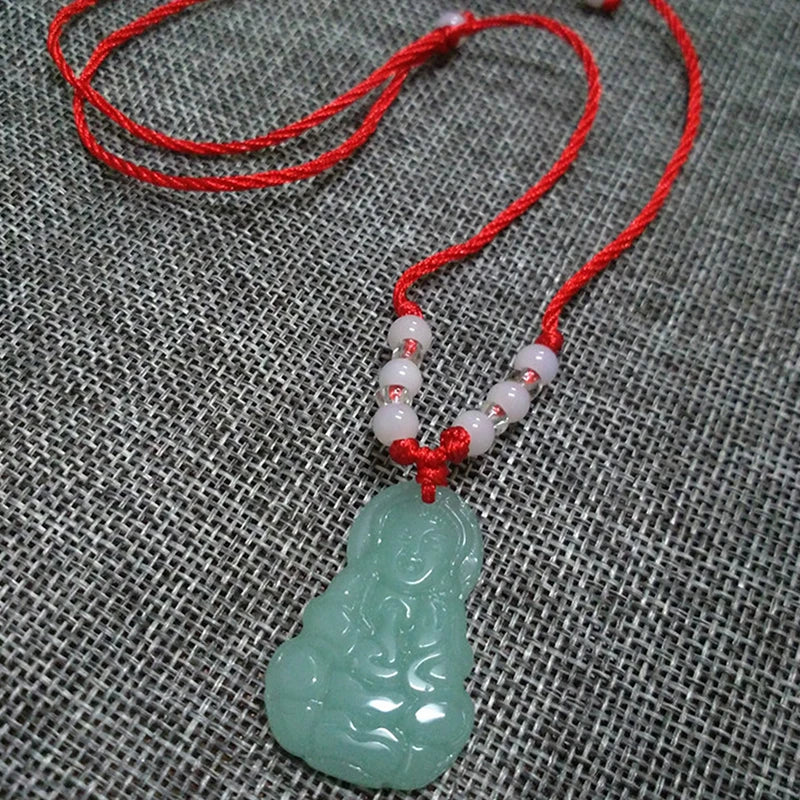 Buddhist Woven Necklace Lotus Guanyin jade Buddha Pendant Long Life Lock Pendant Lucky Necklace - MERGE.DAY.1.FREESTYLE