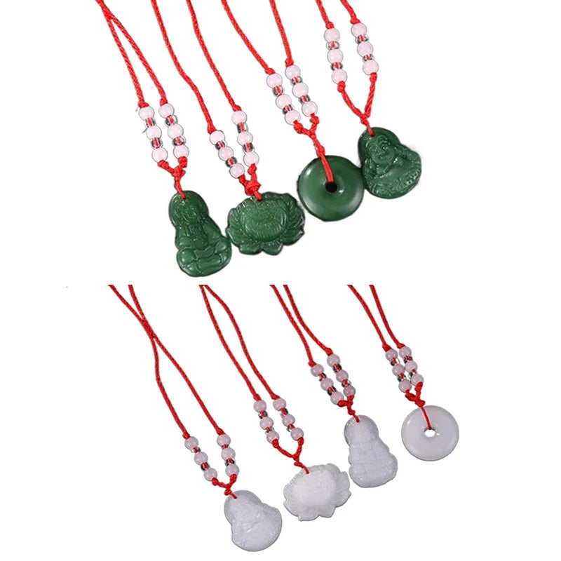 Buddhist Woven Necklace Lotus Guanyin jade Buddha Pendant Long Life Lock Pendant Lucky Necklace - MERGE.DAY.1.FREESTYLE
