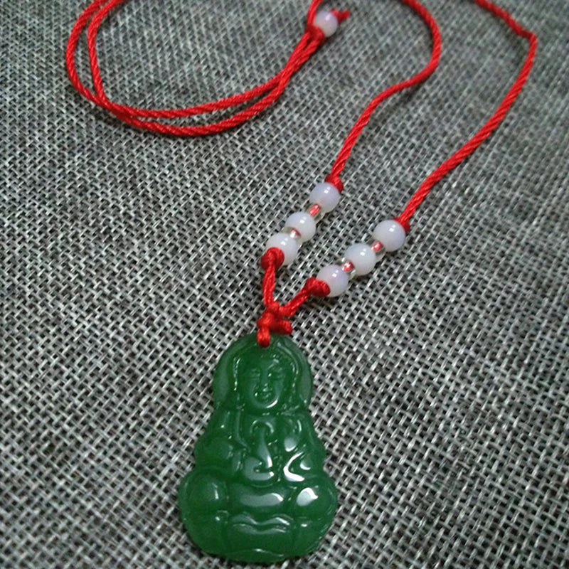 Buddhist Woven Necklace Lotus Guanyin jade Buddha Pendant Long Life Lock Pendant Lucky Necklace - MERGE.DAY.1.FREESTYLE