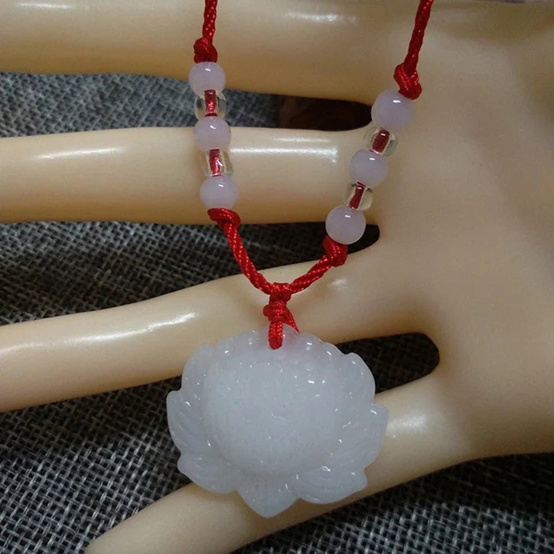 Buddhist Woven Necklace Lotus Guanyin jade Buddha Pendant Long Life Lock Pendant Lucky Necklace - MERGE.DAY.1.FREESTYLE