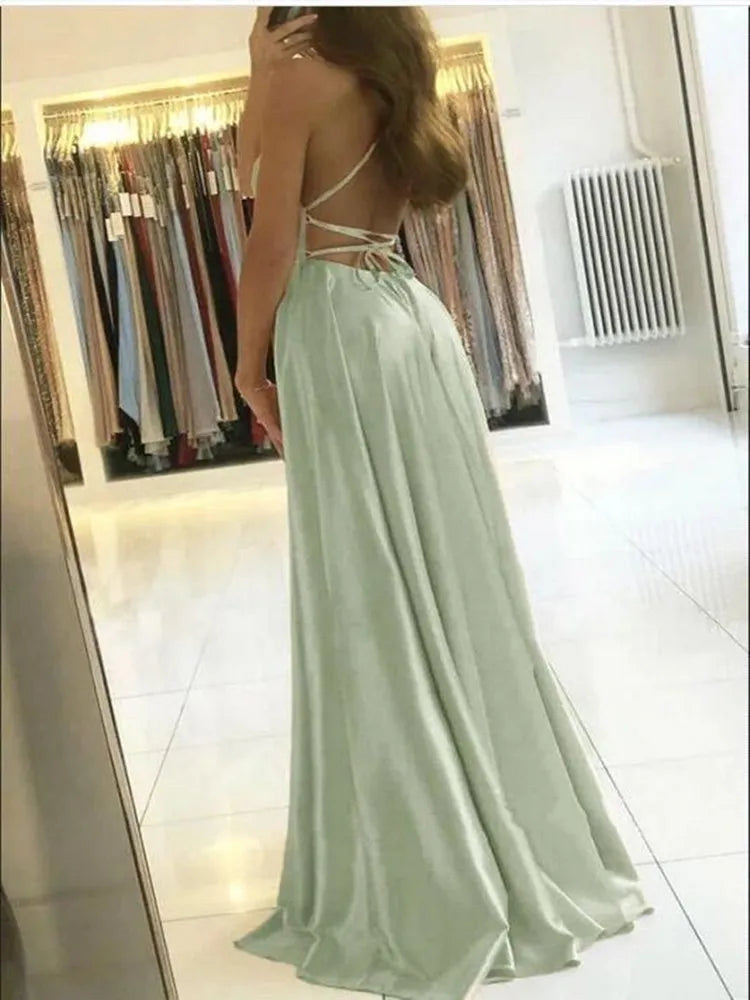 Burgundy Satin Beach Side Slit Adjustable Straps Evening Prom Dress - MERGE.DAY.1.FREESTYLE