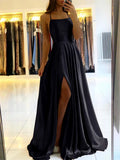 Burgundy Satin Beach Side Slit Adjustable Straps Evening Prom Dress - MERGE.DAY.1.FREESTYLE