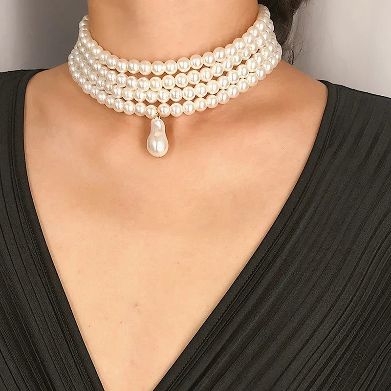 vintage pearl necklace multi strand pearl necklace - MERGE.DAY.1.FREESTYLE