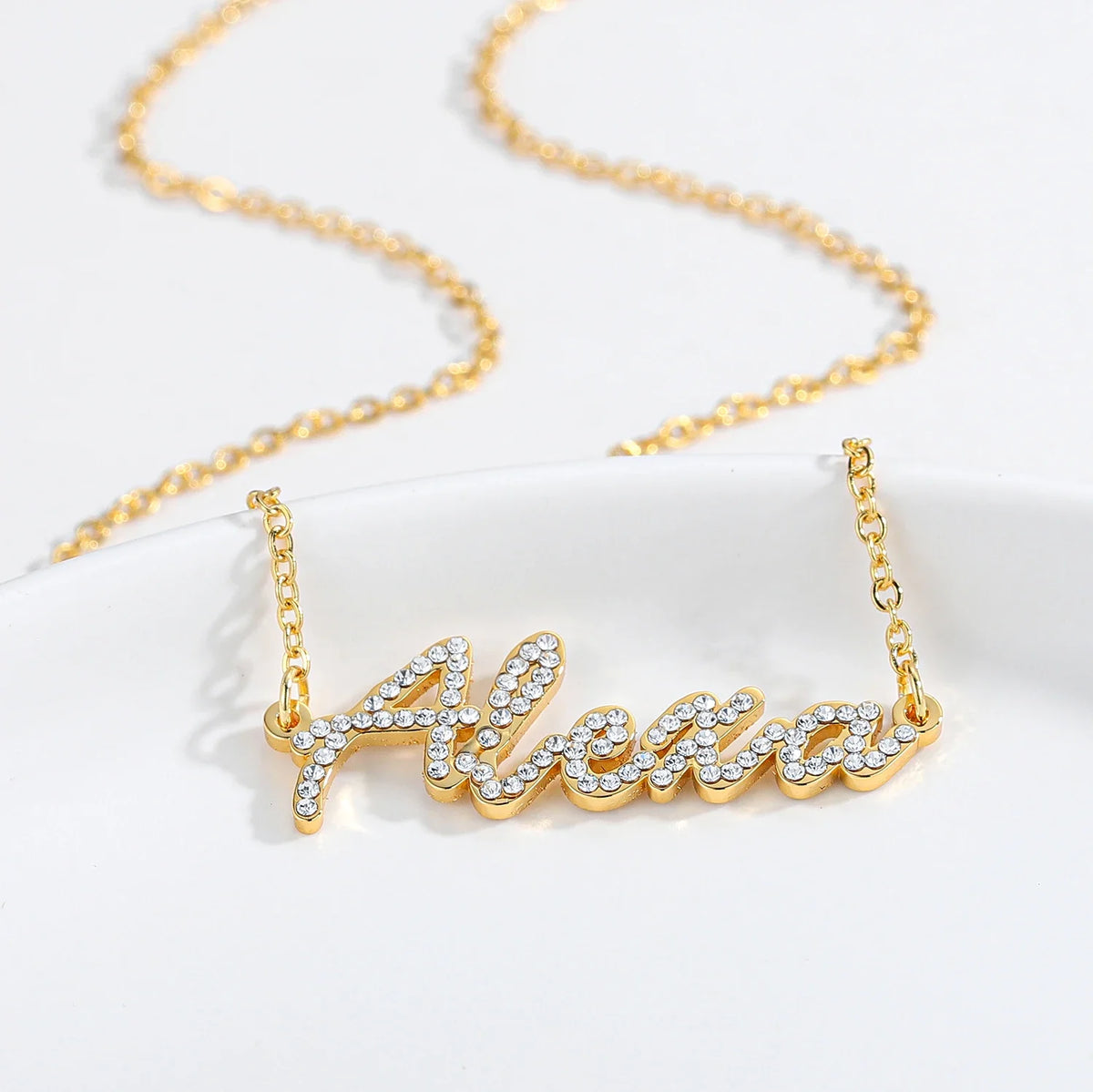 Custom Crystal Name Necklace For Women Iced Out Letter Diamond Nameplate - MERGE.DAY.1.FREESTYLE