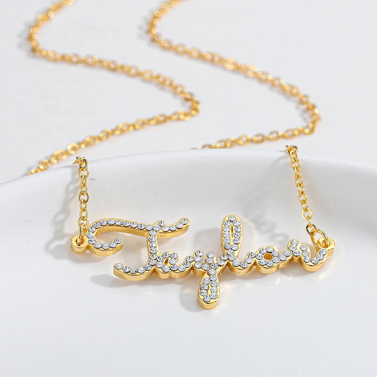 Custom Crystal Name Necklace For Women Iced Out Letter Diamond Nameplate - MERGE.DAY.1.FREESTYLE