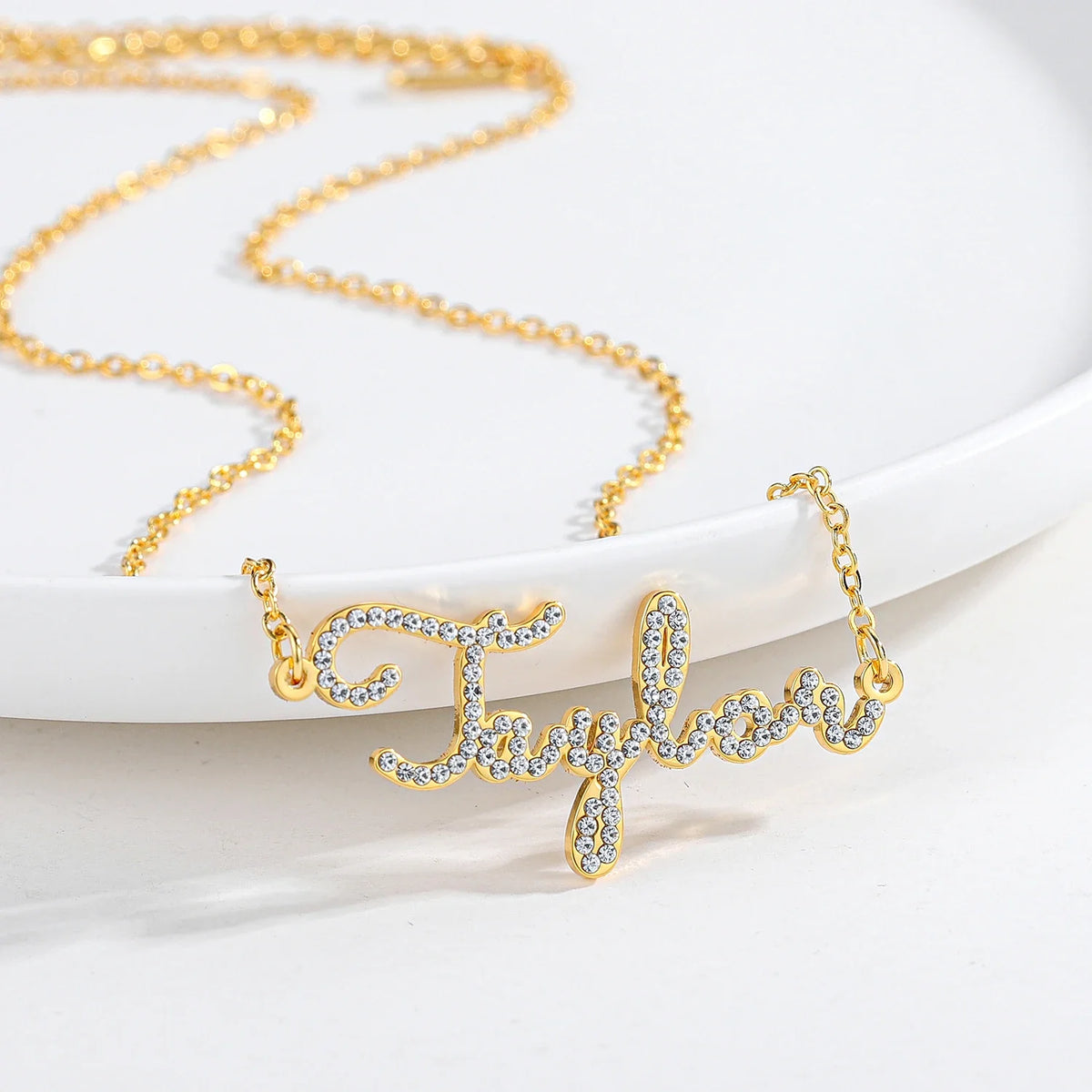 Custom Crystal Name Necklace For Women Iced Out Letter Diamond Nameplate - MERGE.DAY.1.FREESTYLE