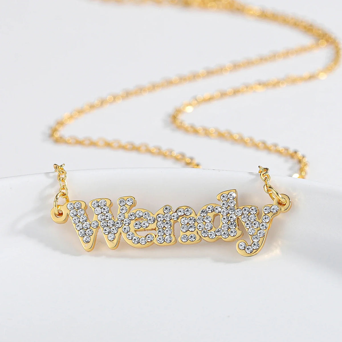 Custom Crystal Name Necklace For Women Iced Out Letter Diamond Nameplate - MERGE.DAY.1.FREESTYLE
