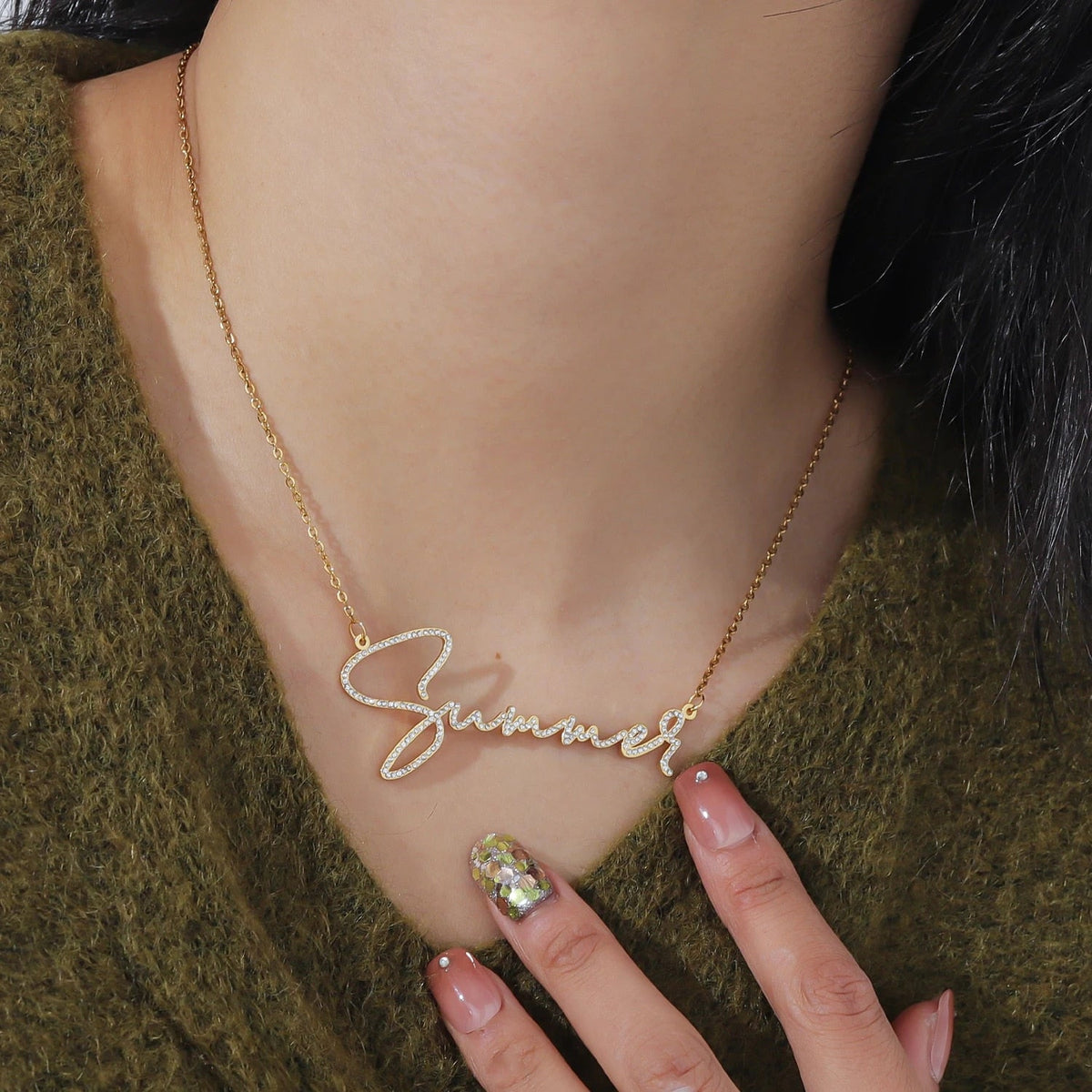 custom diamond name necklace personalized necklace - MERGE.DAY.1.FREESTYLE