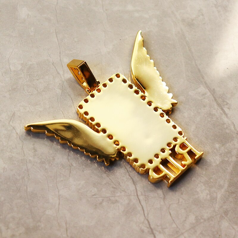 Rectangle Shape Angel Wing Custom Made Photo Pendant Necklace - MERGE.DAY.1.FREESTYLE