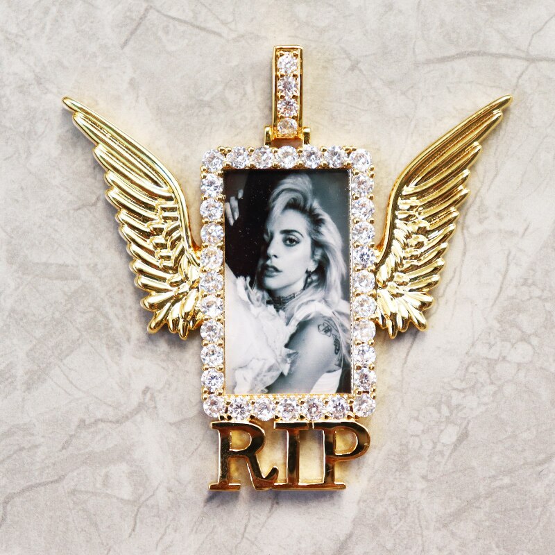 Rectangle Shape Angel Wing Custom Made Photo Pendant Necklace - MERGE.DAY.1.FREESTYLE