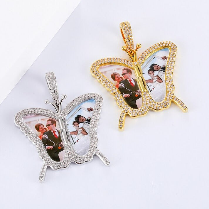 Custom Photo Butterfly Shape Necklace Pendant - MERGE.DAY.1.FREESTYLE