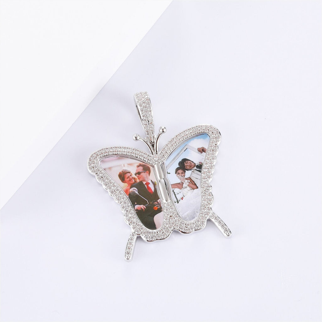 Custom Photo Butterfly Shape Necklace Pendant - MERGE.DAY.1.FREESTYLE