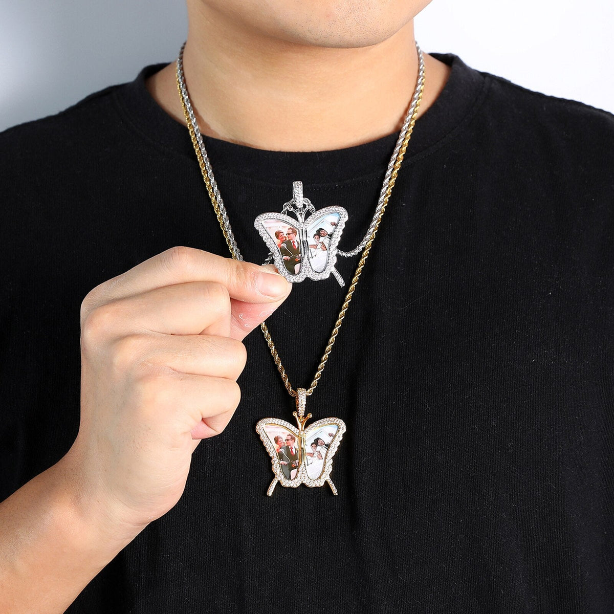 Custom Photo Butterfly Shape Necklace Pendant - MERGE.DAY.1.FREESTYLE