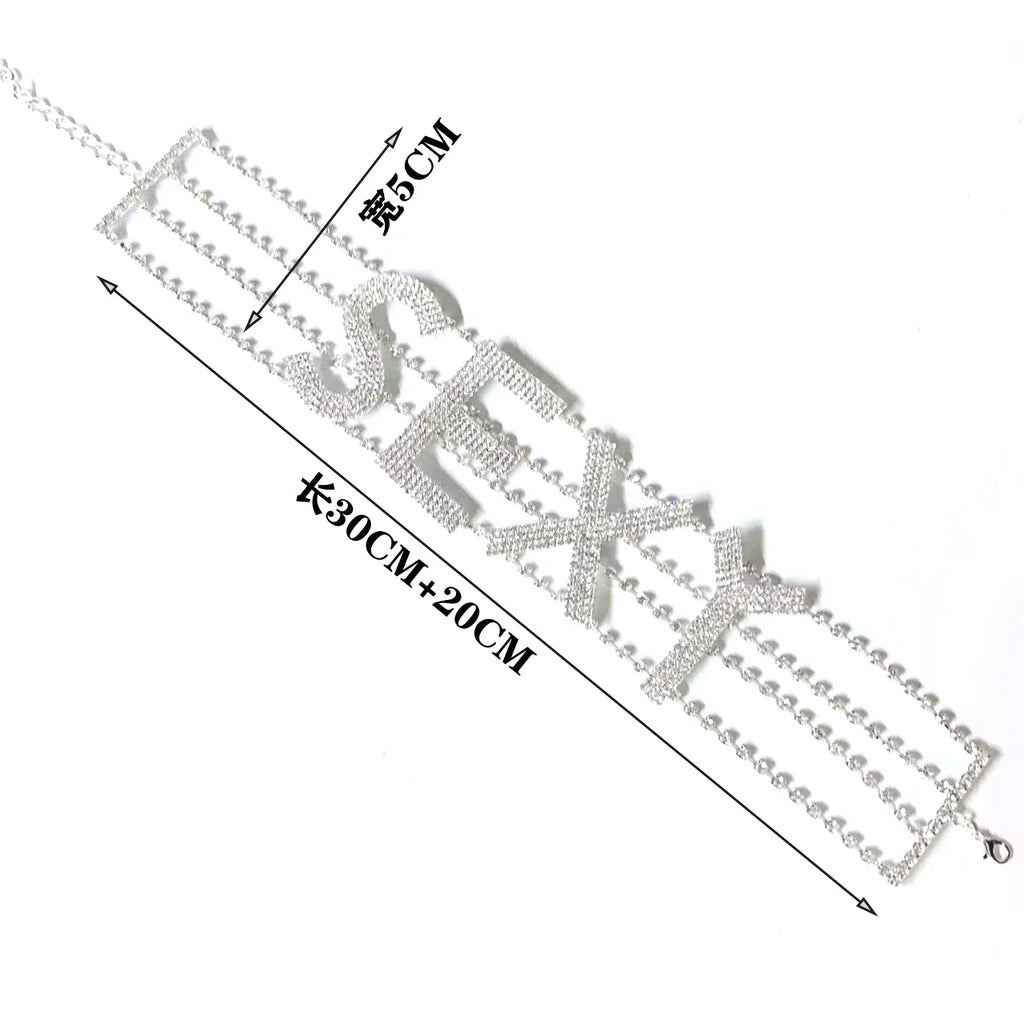 Rhinestone Collar Choker Personality English Letter SEXY Neckchain - MERGE.DAY.1.FREESTYLE