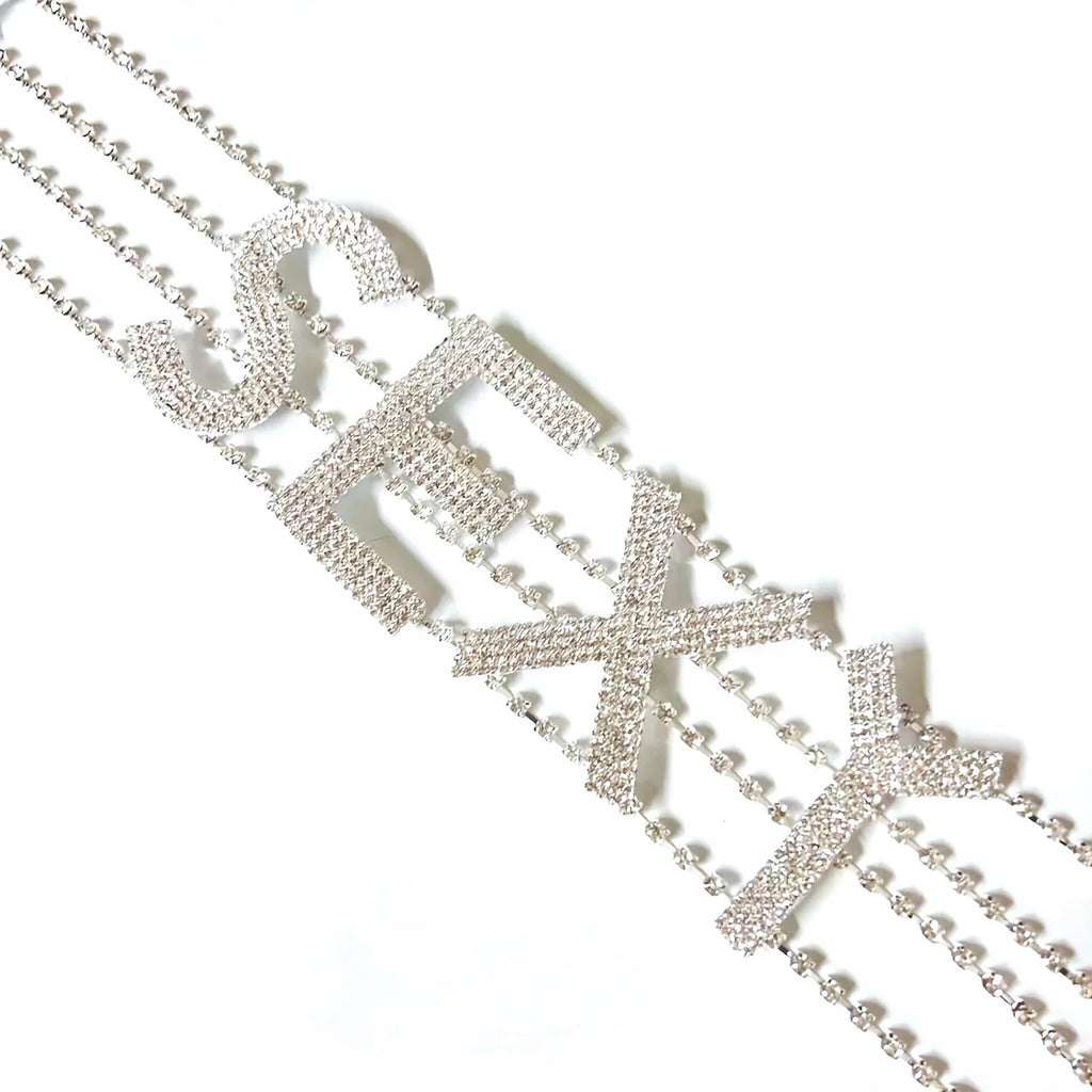 Rhinestone Collar Choker Personality English Letter SEXY Neckchain - MERGE.DAY.1.FREESTYLE
