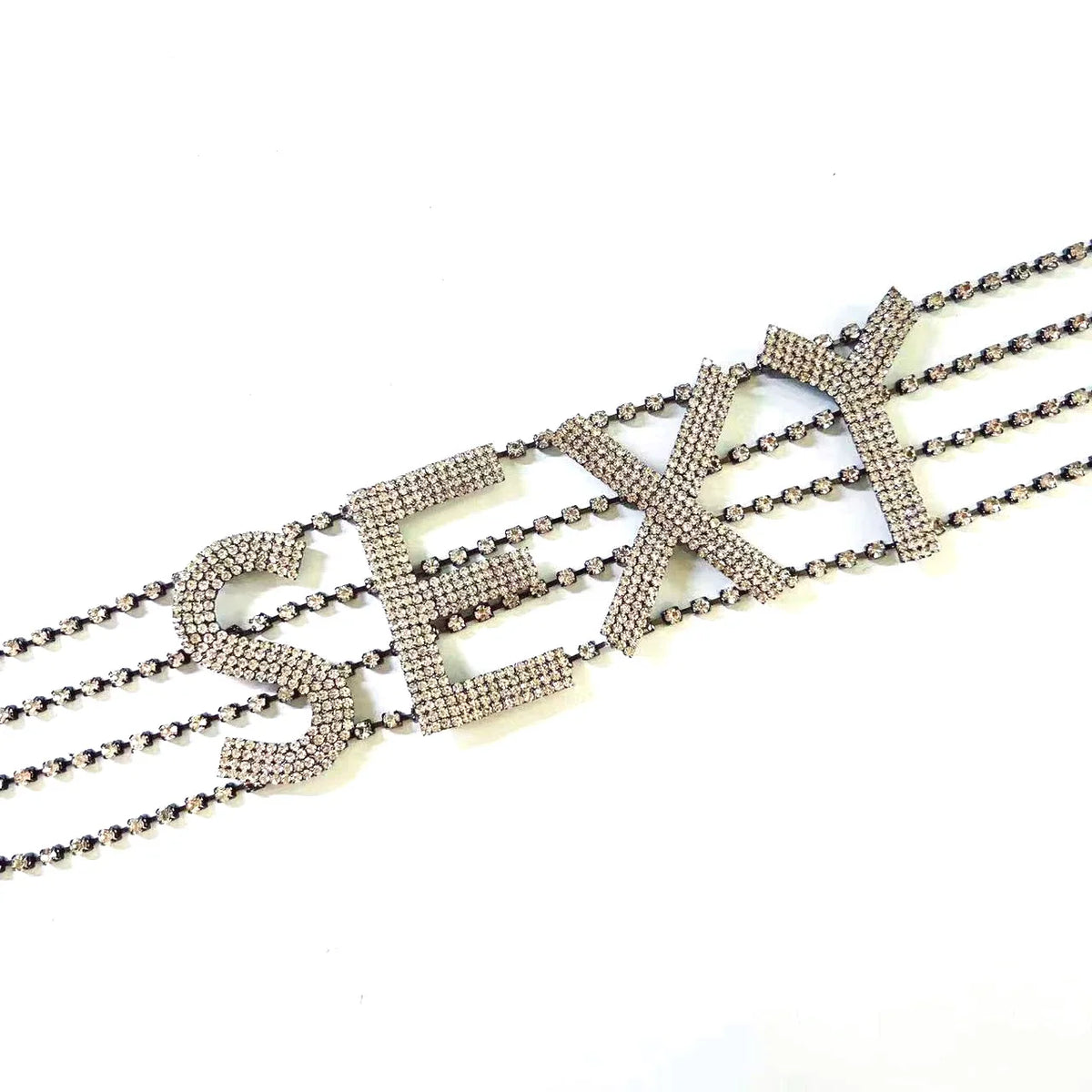 Rhinestone Collar Choker Personality English Letter SEXY Neckchain - MERGE.DAY.1.FREESTYLE