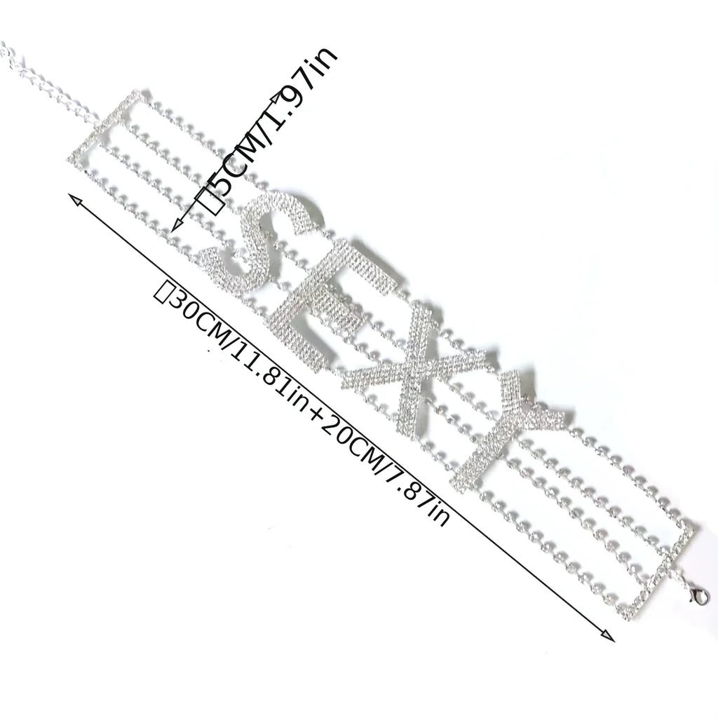 Rhinestone Collar Choker Personality English Letter SEXY Neckchain - MERGE.DAY.1.FREESTYLE