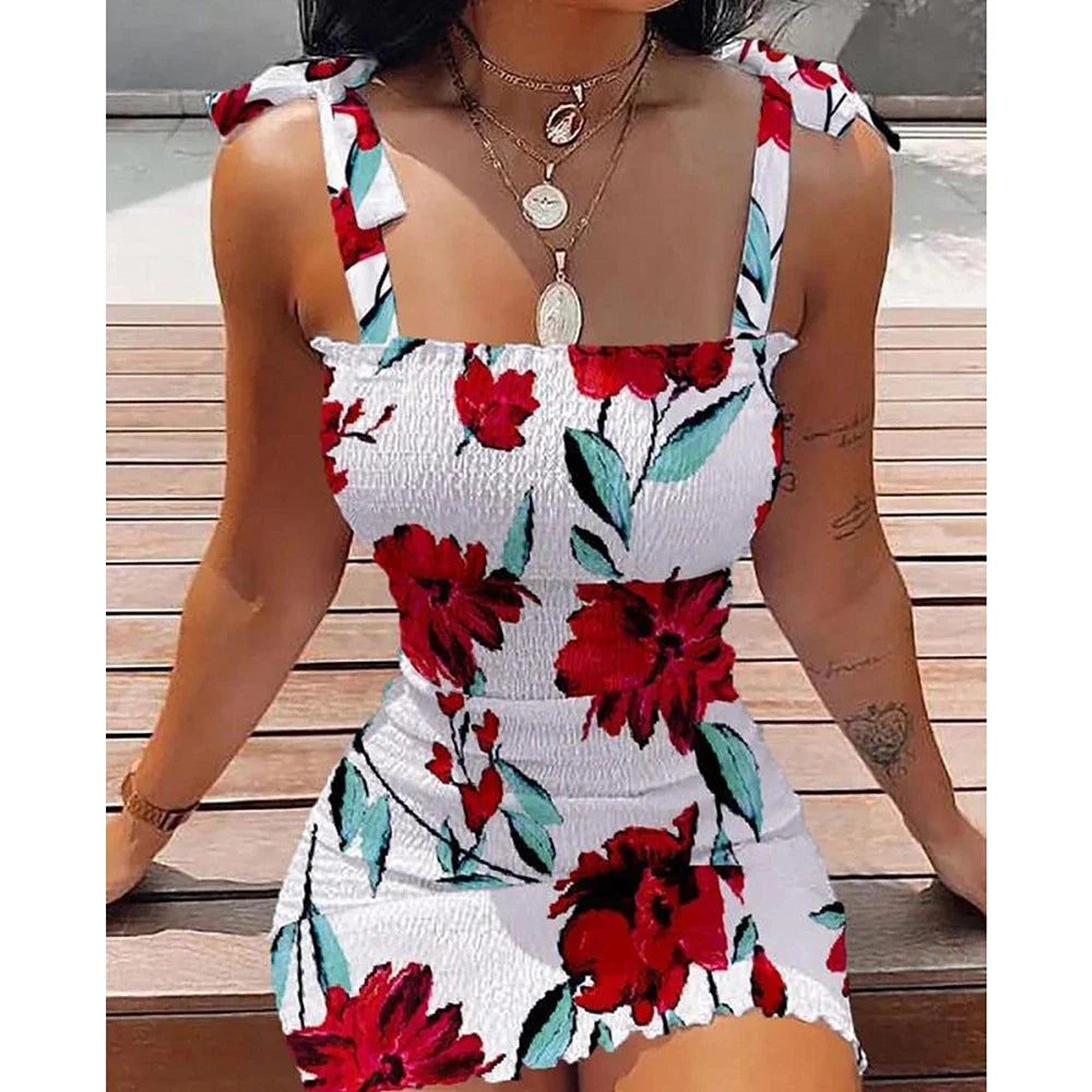 Floral Tight Camisole Dress For Women - MERGE.DAY.1.FREESTYLE
