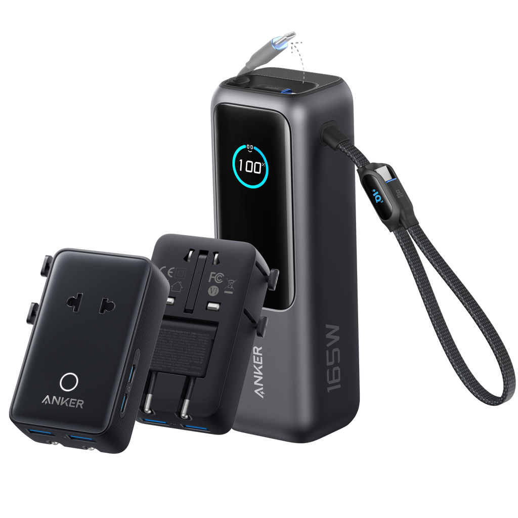 Anker Batería Externa para Portátil (25K, 165W, Cables Integrados y Retráctiles)