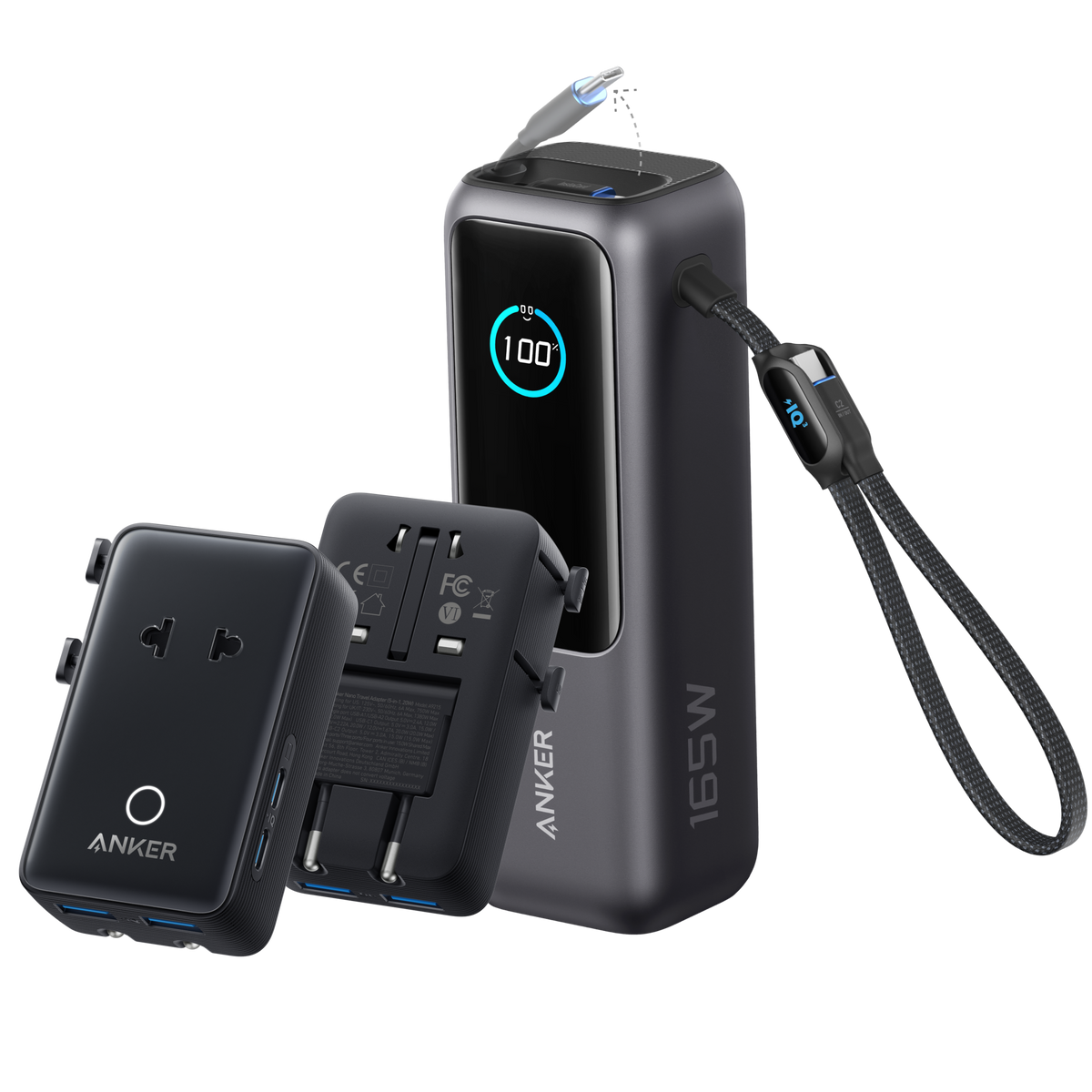 Anker Batería Externa para Portátil (25K, 165W, Cables Integrados y Retráctiles)