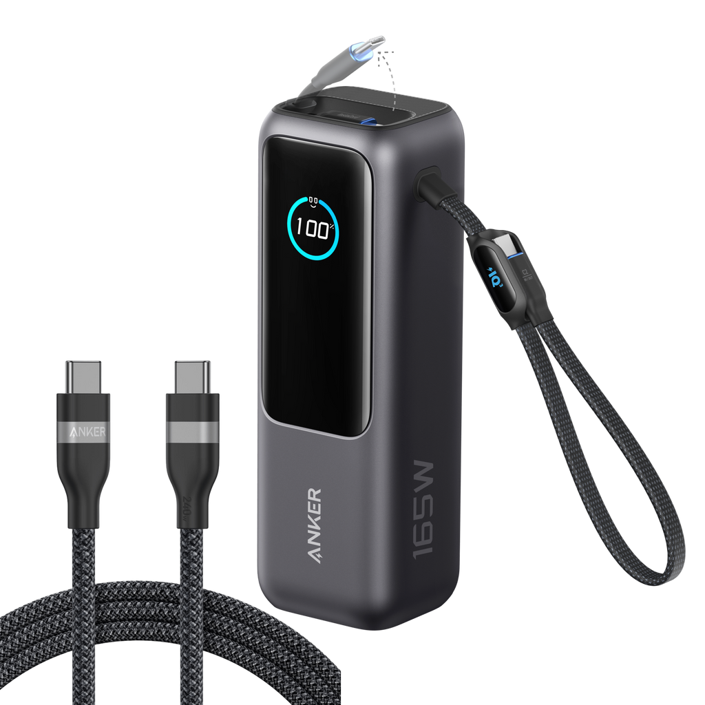 Anker Batería Externa para Portátil (25K, 165W, Cables Integrados y Retráctiles)