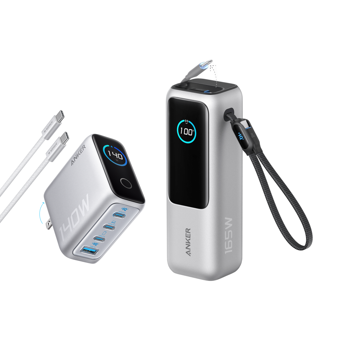 Anker Batería Externa para Portátil (25K, 165W, Cables Integrados y Retráctiles)