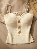 French Style Cross-knit Suspender Camisole Slim High-end Bottom Bandeau Top - MERGE.DAY.1.FREESTYLE