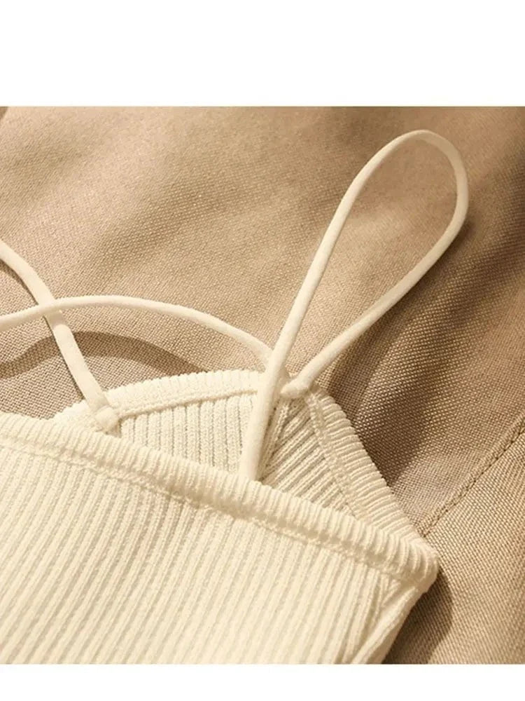 French Style Cross-knit Suspender Camisole Slim High-end Bottom Bandeau Top - MERGE.DAY.1.FREESTYLE