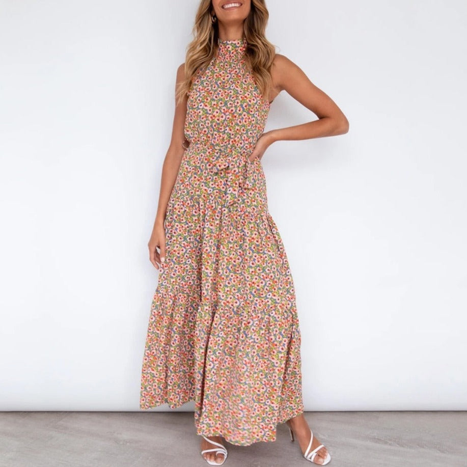 Summer Long Dress Polka Dot Casual Dresses Black Sexy Halter Strapless Sundress Vacation - MERGE.DAY.1.FREESTYLE