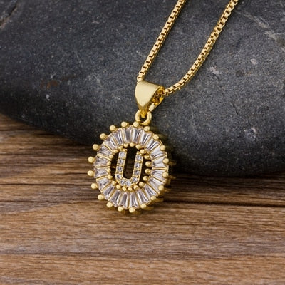 Initial Letter Necklace 26 Letters Charm Gold Name Necklace Pendant - MERGE.DAY.1.FREESTYLE