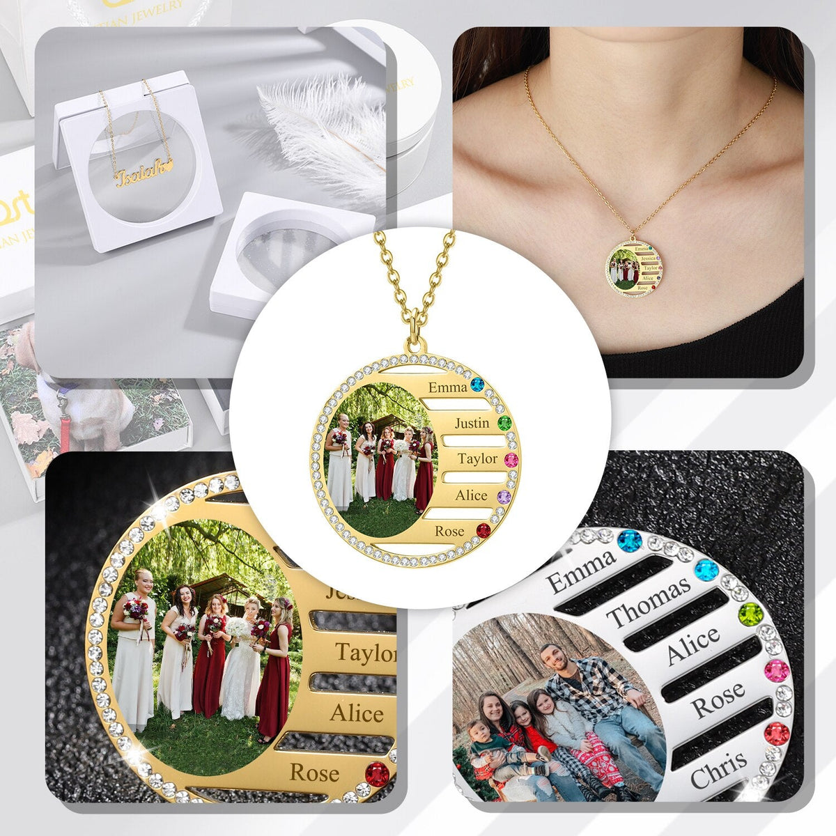 Personalized Name Necklace For Family Gift Birthstone Crystal Pendan - MERGE.DAY.1.FREESTYLE
