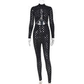 Sexy Hollow Out See Through Long Sleeve Jumpsuits Women Hole Grunge Skinny One Piece Rompers - MERGE.DAY.1.FREESTYLE