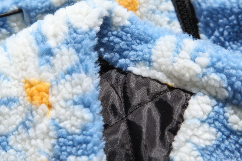 Cotton Padded Thick Parkas Jackets Daisy Print Fleece Warm Full Zip Coats - MERGE.DAY.1.FREESTYLE
