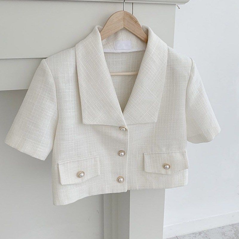 Blazer Short Women 2022 Summer Loose White Jackets Office Ladies - MERGE.DAY.1.FREESTYLE